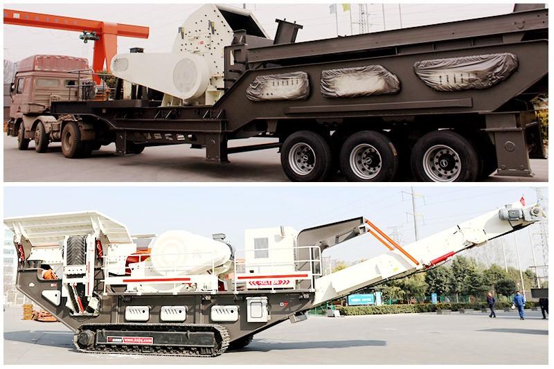 中型流動碎石機有履帶式、輪胎式