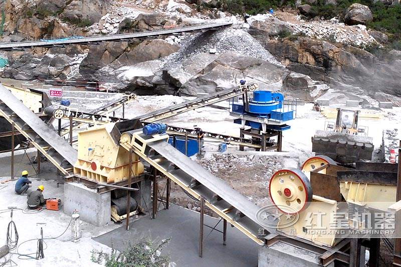 制砂機全景，制砂機+反擊破+顎破