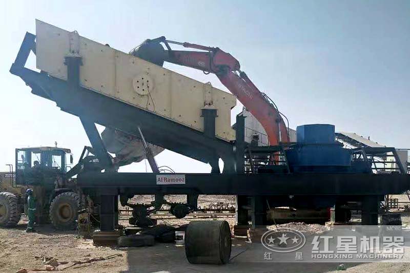 山東煙臺客戶一小時100噸一體式破碎、制沙設(shè)備